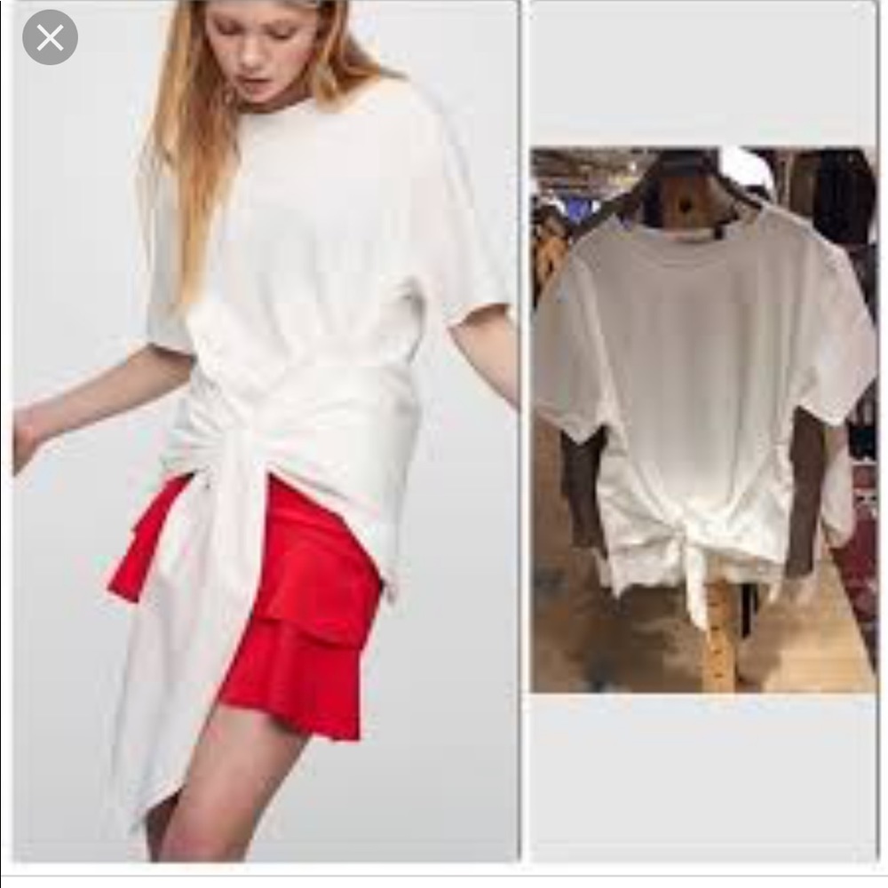 PULL&BEAR white front knot tie top